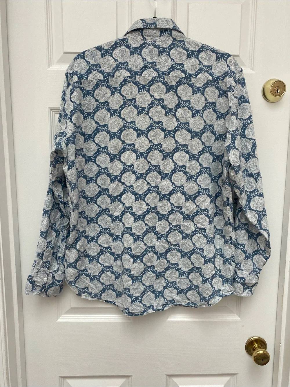 Roberta Roller Rabbit Blue & White Paisley-Print Button Down “Guy Shirt” - L - Picture 6 of 8